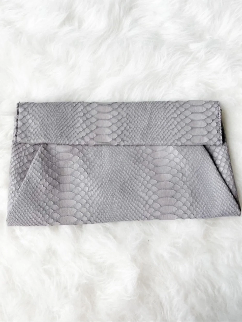 VICI Gray Croc Embossed Envelope Clutch